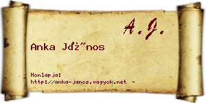 Anka János névjegykártya