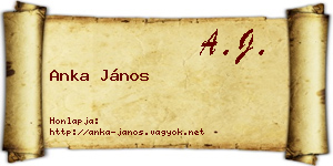 Anka János névjegykártya